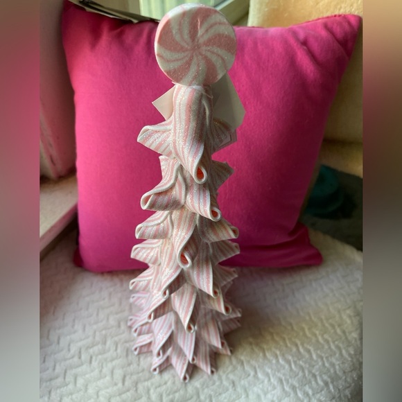 Cupcakes & Cashmere PINK Peppermint Striped Christmas Tree w/Glitter NWT - Picture 5 of 5
